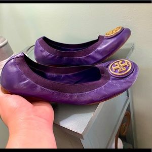 Tory Burch Blue (or Purple?) Leather Ballet Flats